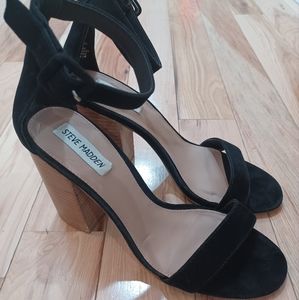 Steve madden black block heels suede sandals Sz 10